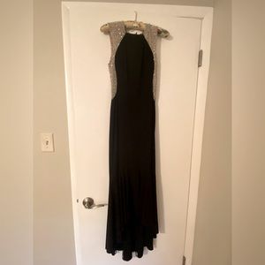 Formal Black gown with embellished shoulders